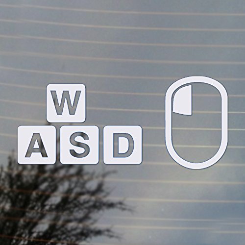 Cosplay & Fan Gear WASD and Mouse Gaming PC Master Race Vinyl Decal (White)