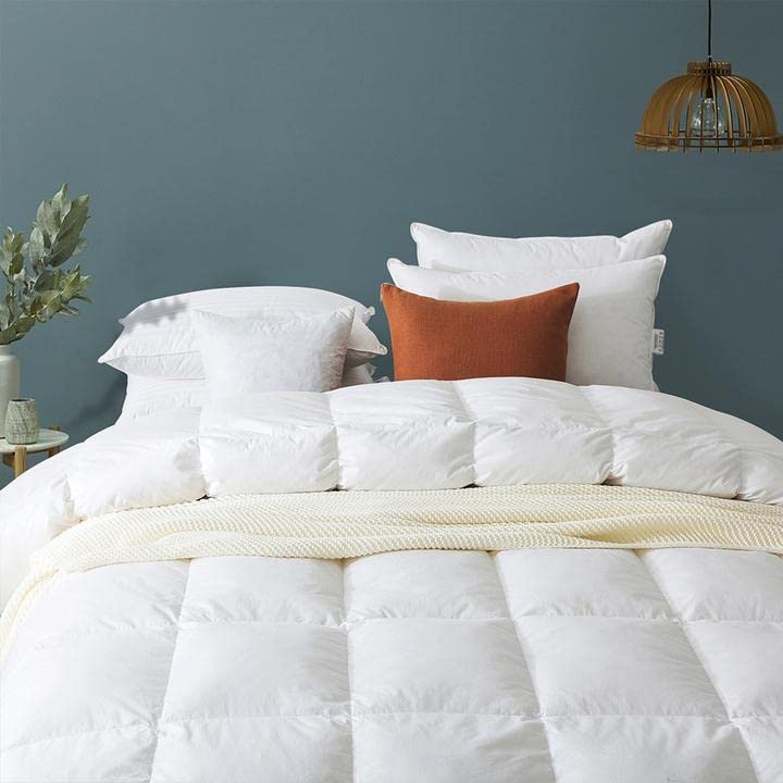 Cosybay Feather Down Comforter - Heavyweight White Queen Size Down Duvet Insert- Luxurious Hotel Bedding Comforters with 100% Cotton Cover - Queen 90 x 90 Inch