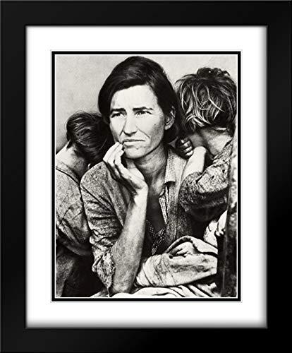 Migrant Mother 15x18 Black Modern Frame and Double Matted Art Print by Lange, Dorothea