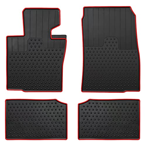 Lwope Car Floor Mats Custom Fit for Mini Cooper Countryman 2010-2016 R60 & R61 Paceman Black Red Rubber All Weather Protection Auto Floor Liners Heavy Duty Odorless