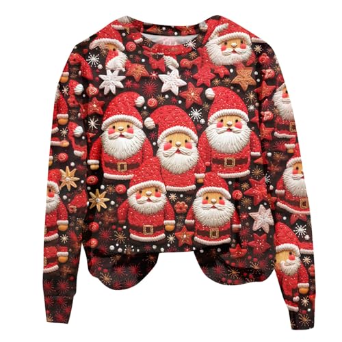 Christmas Shirts for Women Christmas Sweatshirts for Women Funny Christmas Shirts for Women Designer Hoodies Christmas Shirts for Women Oversized Sweaters for Women Pink Tops for Women（2-Red,Large）