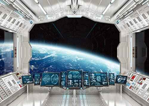 LYWYGG 7x5ft Spaceship Interior Background Futuristic Science Fiction Photography Backdrops Space Station Spacecraft Cabin Photo Shoot Studio Props CP-187