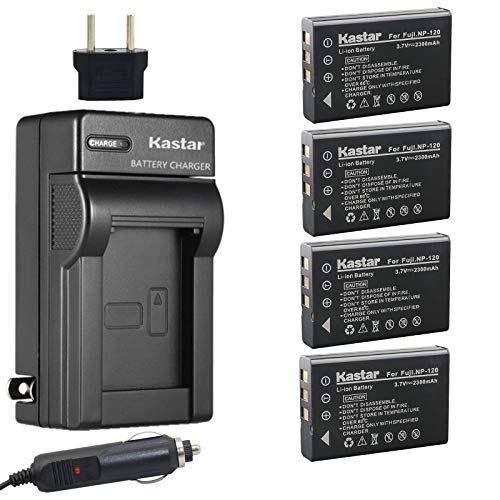 Kastar 4X Battery + Charger for Fujifilm NP-120 FinePix 603, F10, F11, KYOCERA Contax Tvs Digital, RICOH Caplio 300G, Caplio 400G Wide, Caplio Pro G3, Caplio R330, Caplio RR10, Caplio RR30 Caplio RX