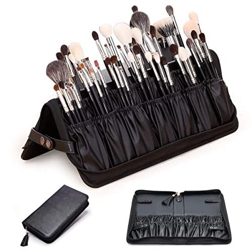 BEGIN MAGIC Rownyeon Makeup Brush Bag Organizer Foldable Makeup Brush Artist Case Travel Brush Holder Portable Zipper Professional Handbag for Travel Home Gift(Brush NOT Included)
