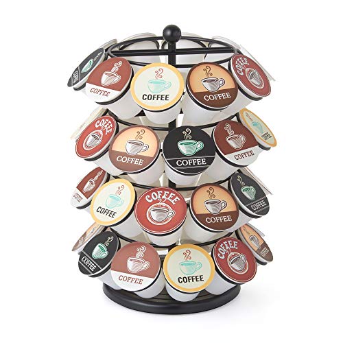 Nifty K Cup Holder – Compatible with K-Cups, Coffee Pod Carousel | 40 K Cup Holder, Spins 360-Degrees, Lazy Susan Platform, Modern Black Design, Home or Office Kitchen Counter Organizer