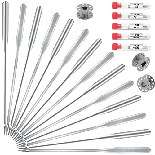 Sewing Machine Needles, Universal Sewing Machine Needle, ONEHERE Compatible with Singer, Brother, Janome, Varmax, Sizes HAX1 65/9, 75/11, 90/14, 100/16, 110/18 (50 PCS)