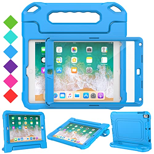 SUPLIK Kids Case for iPad 5th/6th Generation (9.7 inch, 2017/2018), iPad Air 1 & Air 2 & Pro 9.7 Case with Screen Protector, Durable Shockproof Protective Cover with Handle Stand, Blue
