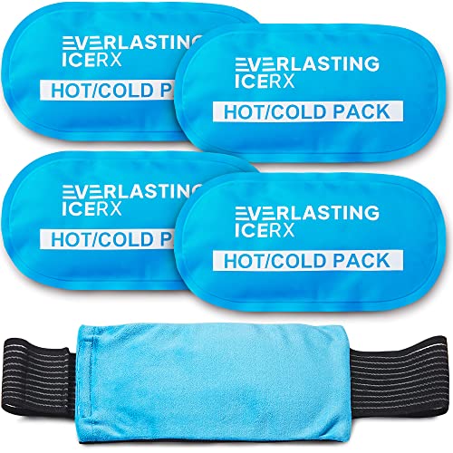 Reusable Hot and Cold Gel Ice Pack Wrap (4 Pack) for Injuries Adjustable, Flexible Therapy for Knee, Back, Shoulder, Arm, Leg Pain Relief
