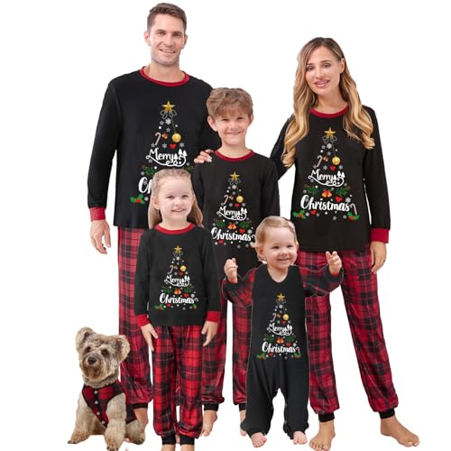 SOTEN Christmas Pajamas Family Matching Pajama Christmas Pjs Holiday Family Sleepwear Xmas Pjs Jammie(&d-11, Dad, 2XL)