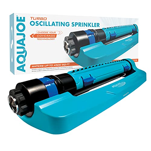 Aqua Joe SJI-TLS18 3-Way Turbo Oscillation Lawn Sprinkler, w/Range, Width, Flow Control (Packaging May Vary)