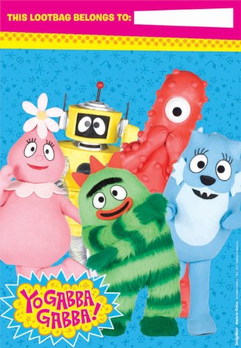 Amscan Hip and Hop Yo Gabba Gabba Loot Bags Birthday Party Supplies, 9 x 6-1/2', Blue