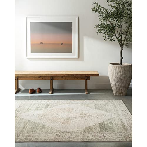 Becki Owens x Surya Luca Medallion Area Rug, 5'3' x 7', Olive