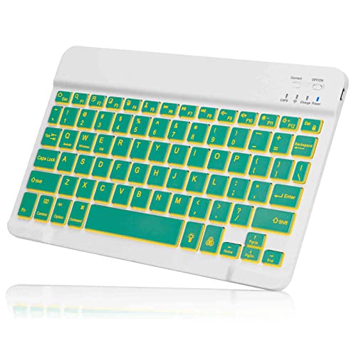 UX030 Lightweight Ergonomic Keyboard with Background RGB Light, Multi Device Slim Rechargeable Keyboard Bluetooth 5.1 and 2.4GHz Stable Connection Keyboard Compatible with Dell 5000 Series Laptop