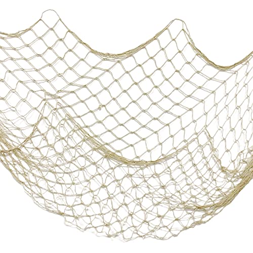 OJYUDD Fishing Net Decor, Fishnet Decor, Mediterranean Style Photographing Decoration, Natural Fish Net, Fish Net Party Accessory and Wall Table Decor (Creamy White)