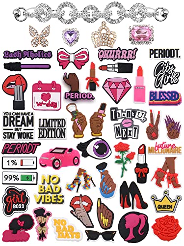 UNN 50 Pcs Women Girls Pink Cartoon Shoe Charms Kids Lovely Makeup Bling Decorations for Party Favor 50pcs-5