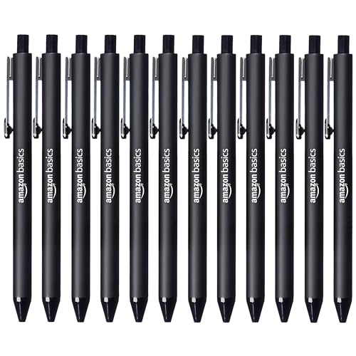 Amazon Basics Retractable Ballpoint Pen - Black, 1.2mm, 12-Pack
