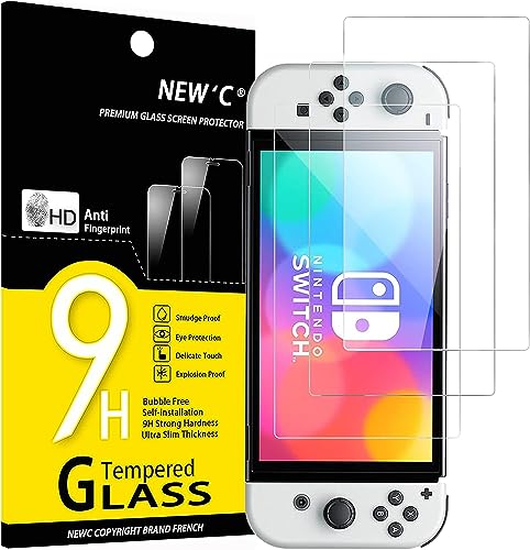 NEW'C [3 Pack Designed for Nintendo Switch (modèle OLED) Screen Protector Tempered Glass, Case Friendly Anti Scratch Bubble Free Ultra Resistant
