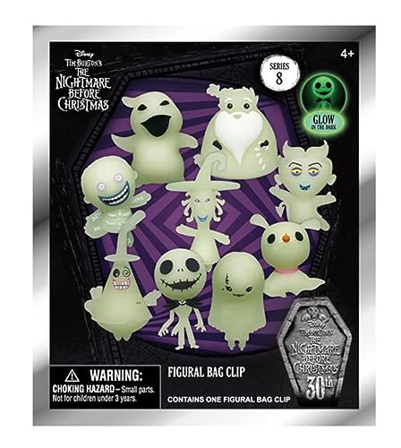 Monogram Nightmare Before Christmas Series 8 – GLOW IN THE DARK - 3D Foam Bag Clip in Blind Bag – 30th Anniversary.