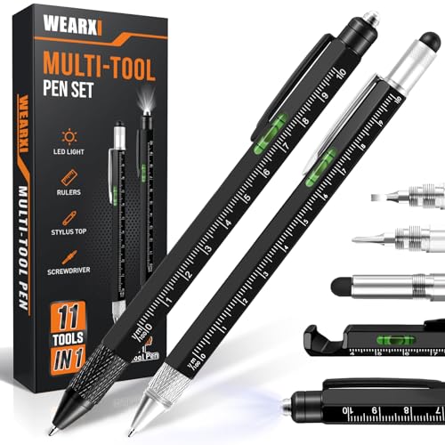 WEARXI Stocking Stuffers for Men, 11 in 1 Multitool Pen Gifts for Men, Mens Stocking Stuffers for Adults, Mens Gifts for Christmas, Dad Gifts for Men Who Have Everything, Gifts for Dad,Grandpa,Husband