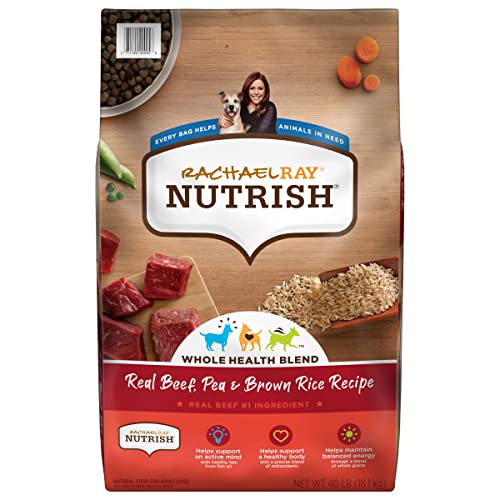 Rachael Ray Nutrish Premium Natural Dry Dog Food with Added Vitamins, Minerals & Taurine, Real Beef, Pea, & Brown Rice Recipe, 40 Pounds (Packaging May Vary)