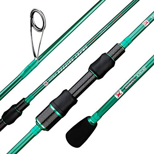 BERRYPRO Ultralight Spinning Fishing Rod, Travel Spinning Rod with Solid Carbon tip Fast Action, 2-8lbs, 1/32-1/8oz (6', 6'6'') (6'-Ultra Light-2pc)