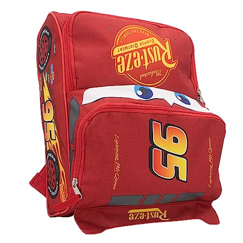 Disney Pixar Cars 14” Lightning McQueen Shaped Backpack for Boys & Girls, Kids School Bag, Red