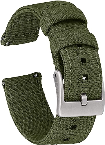 GadgetWraps 22mm Canvas Watch Band Strap with Quick Release Pins – Compatible with Fossil, Pebble, Samsung – 22mm Quick Release Watch Band (Olive, 22mm)