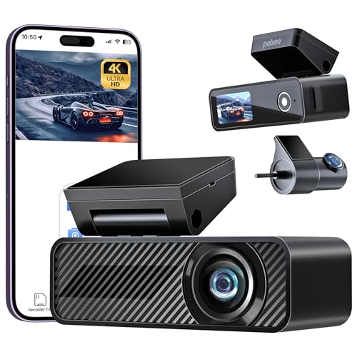 Pelsee Dash Cam Front and Rear, 4K Single Front Dash Camera, 2K/1080P Dual Car Camera for Cars, Built-in Wi-Fi,1.5” IPS Display Mini Dashcam,Night Vision,Voice Control,24H Parking Mode,G-Sensor,P1 Duo