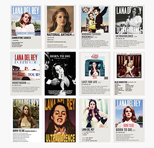 Lana Del Rey Aesthetic Album Cover Limited Edition Posters, Music Posters (Set of 12, 8in x 10in, Unframed)