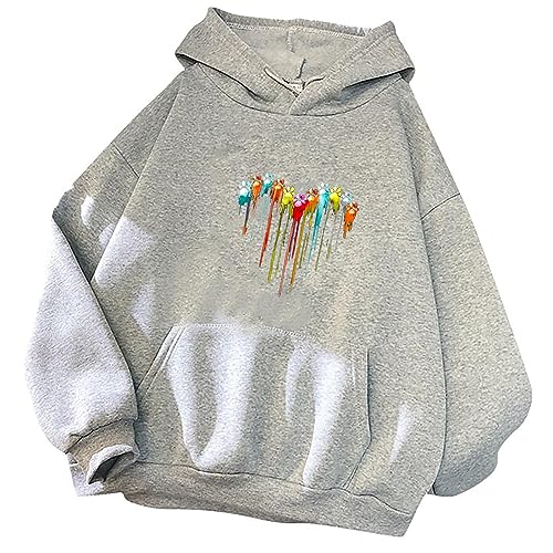 BZPIZ white sweatshirt Women's Sweatshirt Pullover Drop Shoulder Hoodies Halloween Fall Fashion Outfit Long Sleeve Drawstring Teen Girl Tops