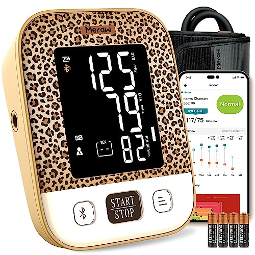 Meraw Blood Pressure Monitor Home Use, Blood Pressure Cuff Digital Arm, Blood Pressure Monitor Automatic Cuff 8.7-16.5' Bluetooth App Tracking Irregular Heartbeat Monitoring FSA/HSA Eligible Brown