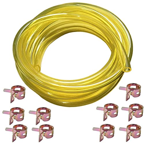 10 Feet Long Fuel Line Fuel Hose Fuel Tube 1/4' ID x 3/8' OD with Hose Clamps for small engines