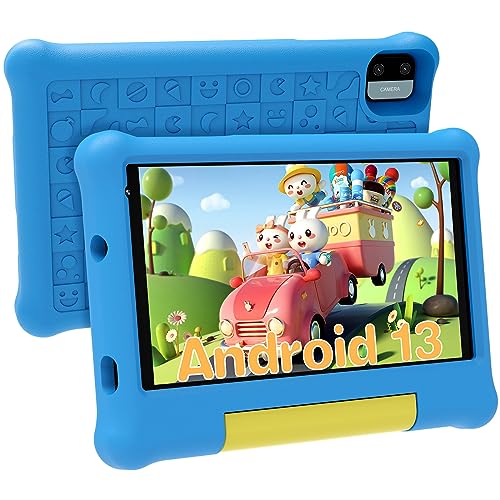 ApoloSign Kids Tablet, 7-inch Android 13 Tablet for Kids, 32GB ROM with WiFi, Bluetooth, Educational Apps, Parental Control, Dual Cameras, Shockproof Case(Blue)