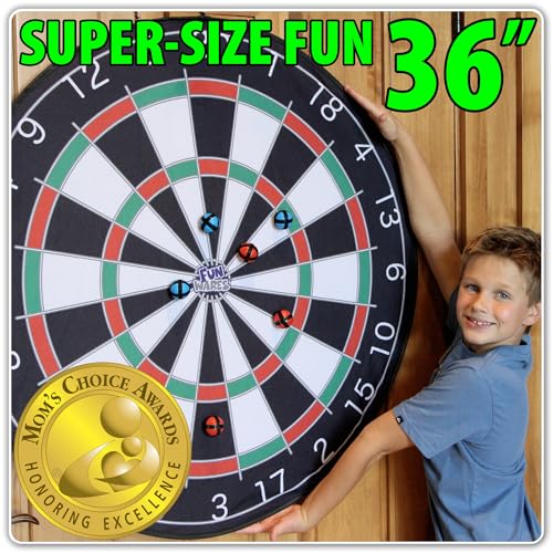Funwares 36' Giant Dart Board for Adults and Kids, 25% Larger than The Competition for Ultimate Indoor Fun and Outdoor Fun, Party Game for Families, Games for Kids 8-12, and Dart Game for Adults