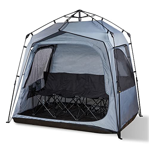 FOFANA Pod All Weather Sports Tent - Largest Pop Up Weather Tent for Rain Wind Cold - Fits Family of 4 - Bubble Tent Clear and Mesh Windows