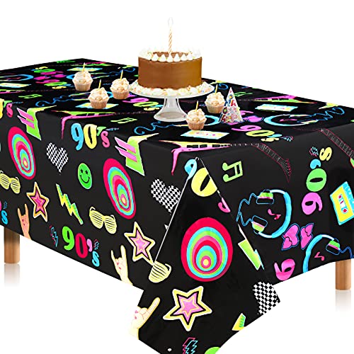 FZR Legend 90s Party Tablecloth, Extra-Large 108” x 54” Disposable Back to The 90s Plastic Table Covers, Ideal for Adults 1990s Theme Hip Hop Birthday Party Supplies Decoration (1)