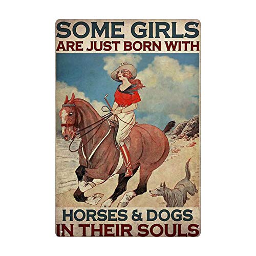 Yepzoer Girl Riding A Horse Metal Tin Sign Vintage Retro Sign Poster Bar Style Novelty Wall Art 8x12 inch
