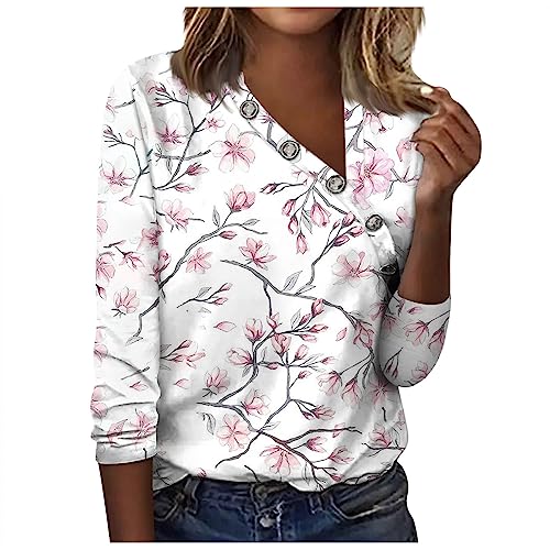 3/4 Sleeve Blouses for Women Plus Size,Womens 3/4 Sleeve Tops Plus Size Ladies Summer Tops and Blouses 2023 Cotton Tops for Women Casual Summer Womens Cropped Graphic Tees(1-Pink,Medium)