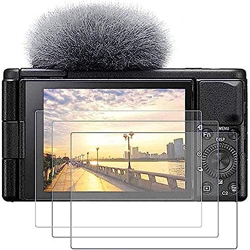 PCTC Tempered Glass Screen Protector Compatible for Sony ZV-E10 ZV-1 ZV-1M2 ZV1M2 ZVE10 ZV1 ZV-1F ZV1F Cover (3 Pack),0.3mm 9H Hardness Tempered Glass Flim Against- Scrach/Fingerprint/Water
