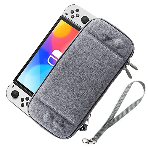 Rovepic Slim Switch Case with 8 Game Cartridges Double-Head Zipper Hard Shell Travel Switch Carrying Case Protector Hard Shell Console Accessories (Gray)