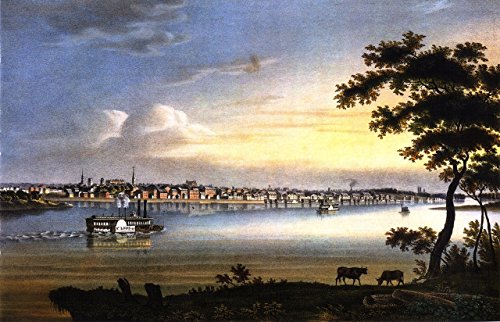 Odsan Gallery Southeast View of St. Louis from The Illinois Shore - by John Caspar Wild - Canvas Prints 32' by 21' Unframed