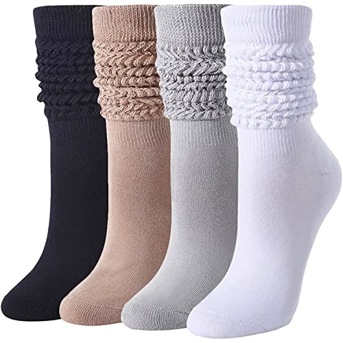 Zmart Novelty Slouch Socks for Women Girls, Slouchy Socks Scrunch Socks Women 80S Socks Gifts 90S Socks Gifts Cotton Long High Tube Boot Socks for Women Girls
