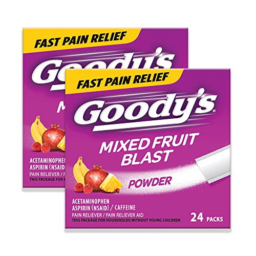Goody's Extra Strength Headache Powder, Mixed Fruit Blast Flavor Dissolve Packs, 24 Individual Packets (2 Pack)