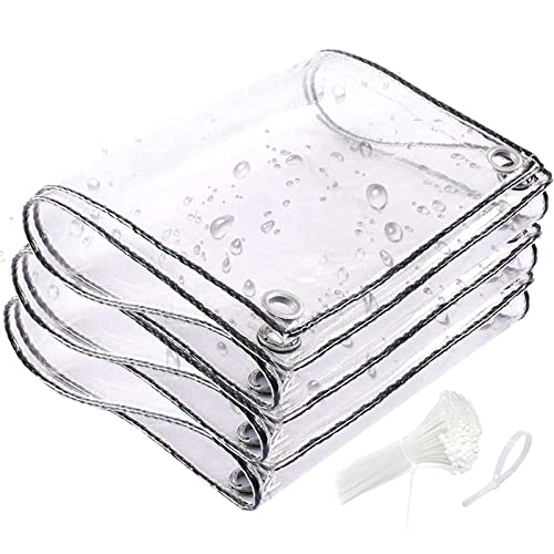 3 x 10 ft Clear Waterproof Tarp, PVC 11.8 Mil Tarpaulin with Grommets and Cable Tie, Duty Heavy Tear Resistant Cover for Camping, Plants Greenhouse, Cars, Patio and Pavilion (3' x 10')