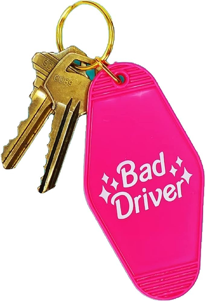 Bad Driver Motel Keychain | Vintage Aesthetic | Cool Keyring Fob, Keychain Gifts, Gifts for Girls Women Friends Bridesmaids Party Gift, Funny Gag Gift
