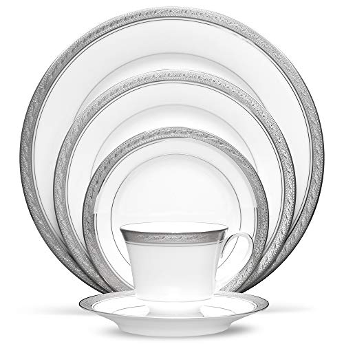 Noritake Crestwood Platinum - 5 piece place setting, White, 6' diameter