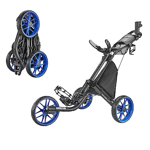caddytek CaddyLite EZ Version 8 3 Wheel Golf Push Cart - Foldable Collapsible Lightweight Pushcart with Foot Brake - Easy to Open & Close, blue, one size
