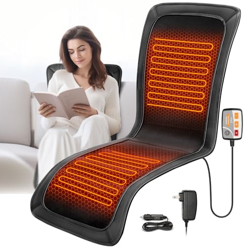 Heated Seat Covers with Upgraded PU Leather Longer in Size and Expanded Heating Area Seat Cushion with Fast Heat to Promote Blood Circulation Relieve Fatigue and Reduce Stress for Home & Office Use