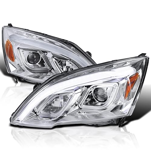 Spec-D Tuning LED Chrome Clear Projector Headlights Compatible with 2007-2011 Honda CR-V Left + Right Pair Headlamps Assembly