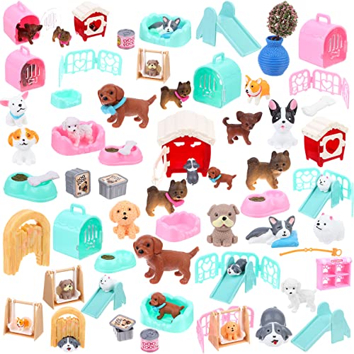 Beupy Dog Figures Playset Toy Plastic Dogs Care Role Play EduDogional Figures Toys Pet Pretend Play Toys Realistic Dog Figurines Toys Home Party Supplies Cake Toppers